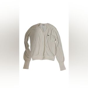 Vintage 1980s 1990s Izod Lacoste Mens Long Sleeve White Sweater Sz L